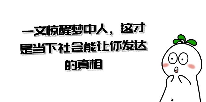 某公众号付费文章《一文惊醒梦中人，这才是当下社会能让你发达的真相》九峰网创-分享创业资讯-最新网络创业项目-分享最新赚钱项目九峰网创