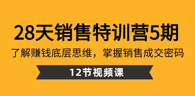 28天销售特训营5期：了解赚钱底层思维，掌握销售成交密码（12节课）九峰网创-分享创业资讯-最新网络创业项目-分享最新赚钱项目九峰网创
