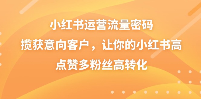 小红书运营流量密码，揽获意向客户，让你的小红书高点赞多粉丝高转化九峰网创-分享创业资讯-最新网络创业项目-分享最新赚钱项目九峰网创