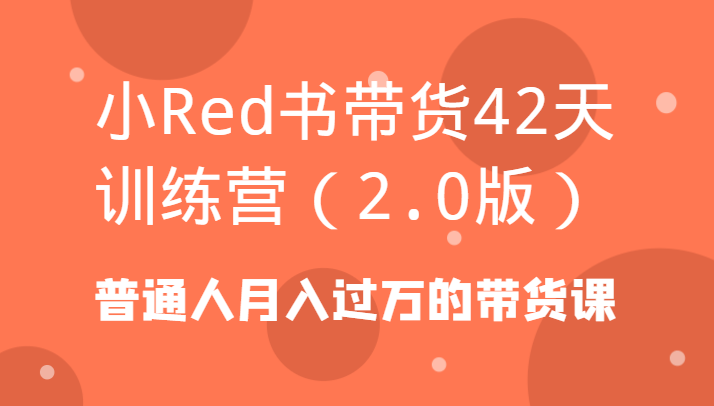 小Red书带货42天训练营（2.0版）普通人月入过万的带货课九峰网创-分享创业资讯-最新网络创业项目-分享最新赚钱项目九峰网创