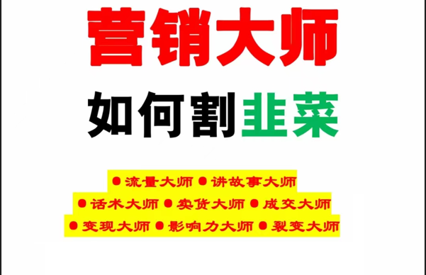 《营销大师如何割韭菜》禁止外传的大师绝学电子书九峰网创-分享创业资讯-最新网络创业项目-分享最新赚钱项目九峰网创