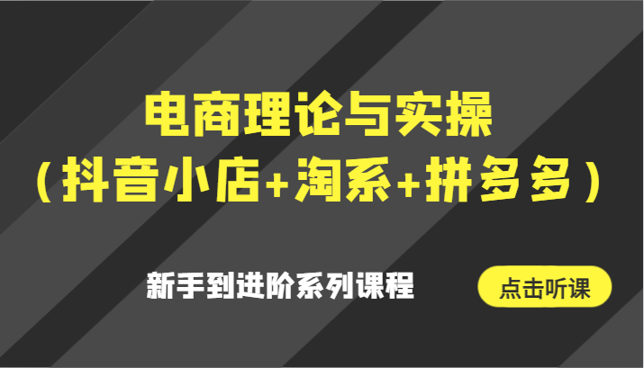 电商理论与实操（抖音小店+淘系+拼多多）新手到进阶系列课程九峰网创-分享创业资讯-最新网络创业项目-分享最新赚钱项目九峰网创