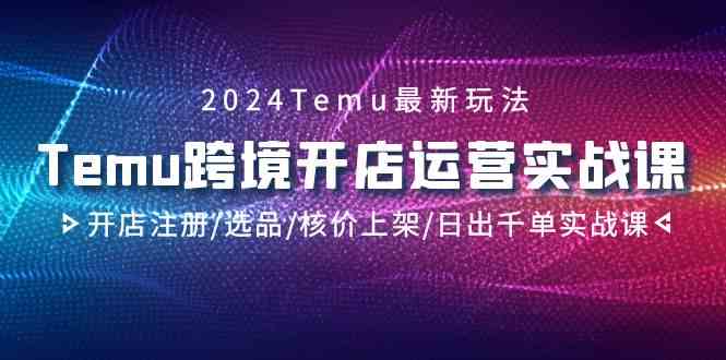 2024Temu跨境开店运营实战课，开店注册/选品/核价上架/日出千单实战课九峰网创-分享创业资讯-最新网络创业项目-分享最新赚钱项目九峰网创