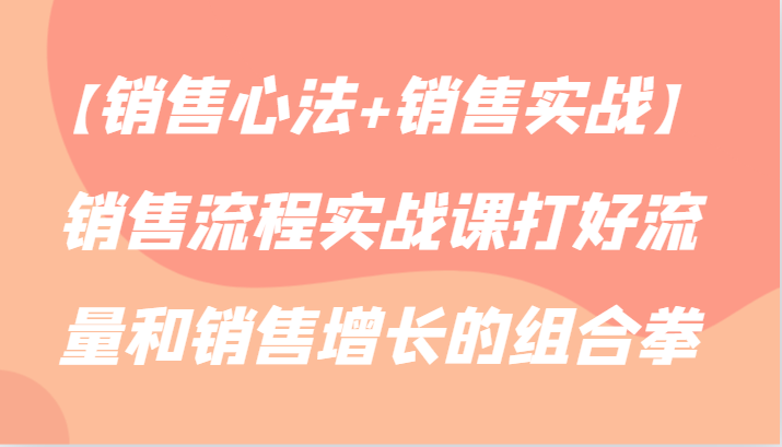 【销售心法+销售实战】销售流程实战课打好流量和销售增长的组合拳九峰网创-分享创业资讯-最新网络创业项目-分享最新赚钱项目九峰网创