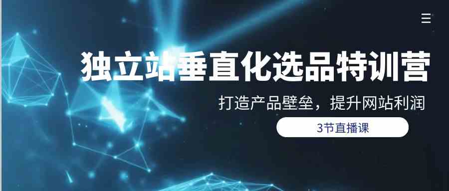 独立站垂直化选品训练营，打造产品壁垒，提升网站利润（3节直播课）九峰网创-分享创业资讯-最新网络创业项目-分享最新赚钱项目九峰网创