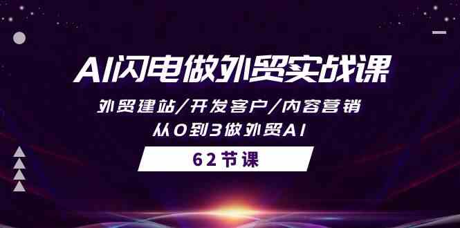 AI闪电做外贸实战课，外贸建站/开发客户/内容营销/从0到3做外贸AI（61节）九峰网创-分享创业资讯-最新网络创业项目-分享最新赚钱项目九峰网创
