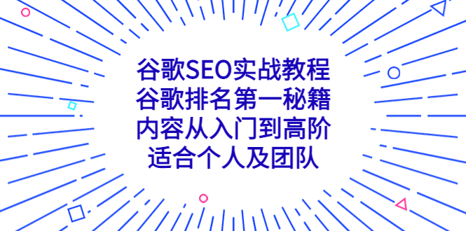（5261期）谷歌SEO实战教程：谷歌排名第一秘籍，内容从入门到高阶，适合个人及团队九峰网创-分享创业资讯-最新网络创业项目-分享最新赚钱项目九峰网创