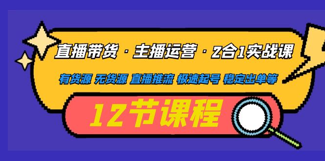 （4965期）直播带货·主播运营2合1实战课 有货源 无货源 直播推流 极速起号 稳定出单九峰网创-分享创业资讯-最新网络创业项目-分享最新赚钱项目九峰网创