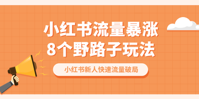 （6476期）小红书流量-暴涨8个野路子玩法：小红书新人快速流量破局（8节课）九峰网创-分享创业资讯-最新网络创业项目-分享最新赚钱项目九峰网创