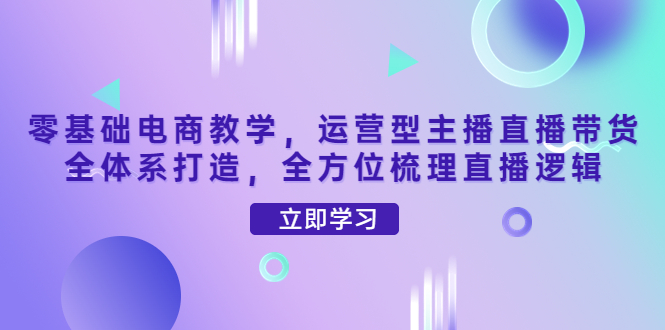 （4095期）零基础电商教学，运营型主播直播带货全体系打造，全方位梳理直播逻辑九峰网创-分享创业资讯-最新网络创业项目-分享最新赚钱项目九峰网创
