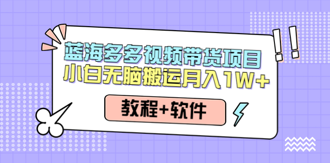 （4343期）人人都能操作的蓝海多多视频带货项目 小白无脑搬运月入10000+（教程+软件）九峰网创-分享创业资讯-最新网络创业项目-分享最新赚钱项目九峰网创