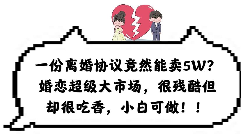 （6176期）一份离婚协议竟然能卖5W？婚恋超级大市场，很残酷但却很吃香，小白可做九峰网创-分享创业资讯-最新网络创业项目-分享最新赚钱项目九峰网创