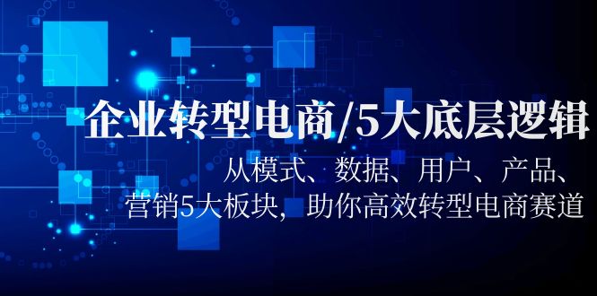 （5939期）企业转型电商/5大底层逻辑，从模式 数据 用户 产品 营销5大板块，高效转型九峰网创-分享创业资讯-最新网络创业项目-分享最新赚钱项目九峰网创