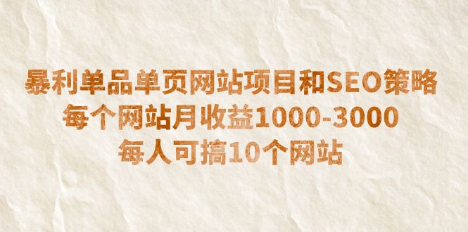 （6503期）暴利单品单页网站项目和SEO策略  每个网站月收益1000-3000  每人可搞10个九峰网创-分享创业资讯-最新网络创业项目-分享最新赚钱项目九峰网创