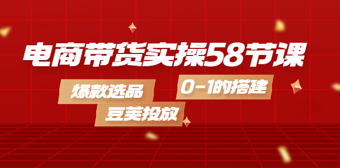 （4024期）电商带货实操58节课，爆款选品，豆荚投放，0-1的搭建九峰网创-分享创业资讯-最新网络创业项目-分享最新赚钱项目九峰网创