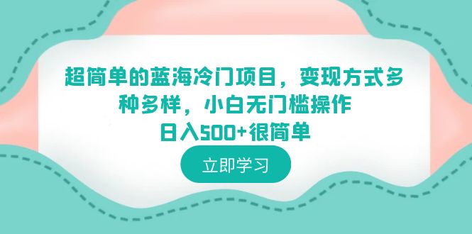 （6422期）超简单的蓝海冷门项目，变现方式多种多样，小白无门槛操作日入500+很简单九峰网创-分享创业资讯-最新网络创业项目-分享最新赚钱项目九峰网创