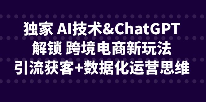 （6599期）独家 AI技术&ChatGPT解锁 跨境电商新玩法，引流获客+数据化运营思维九峰网创-分享创业资讯-最新网络创业项目-分享最新赚钱项目九峰网创