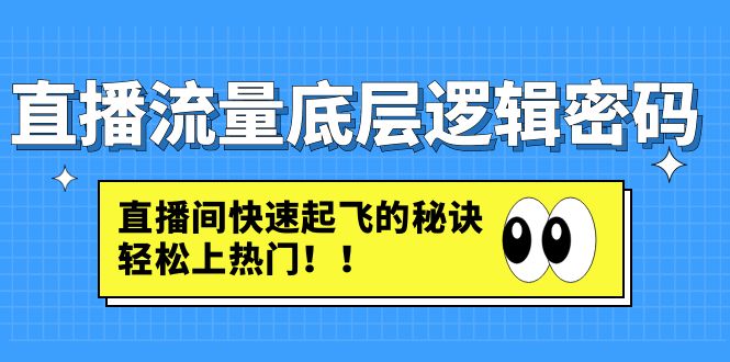 （4756期）直播流量底层逻辑密码：直播间快速起飞的秘诀，轻松上热门九峰网创-分享创业资讯-最新网络创业项目-分享最新赚钱项目九峰网创