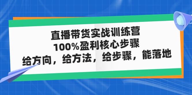 （4785期）直播带货实战训练营：100%盈利核心步骤，给方向，给方法，给步骤，能落地九峰网创-分享创业资讯-最新网络创业项目-分享最新赚钱项目九峰网创