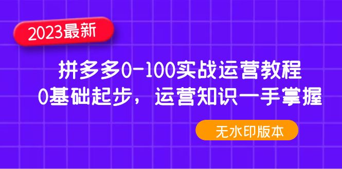 （4835期）2023拼多多0-100实战运营教程，0基础起步，运营知识一手掌握（无水印）九峰网创-分享创业资讯-最新网络创业项目-分享最新赚钱项目九峰网创