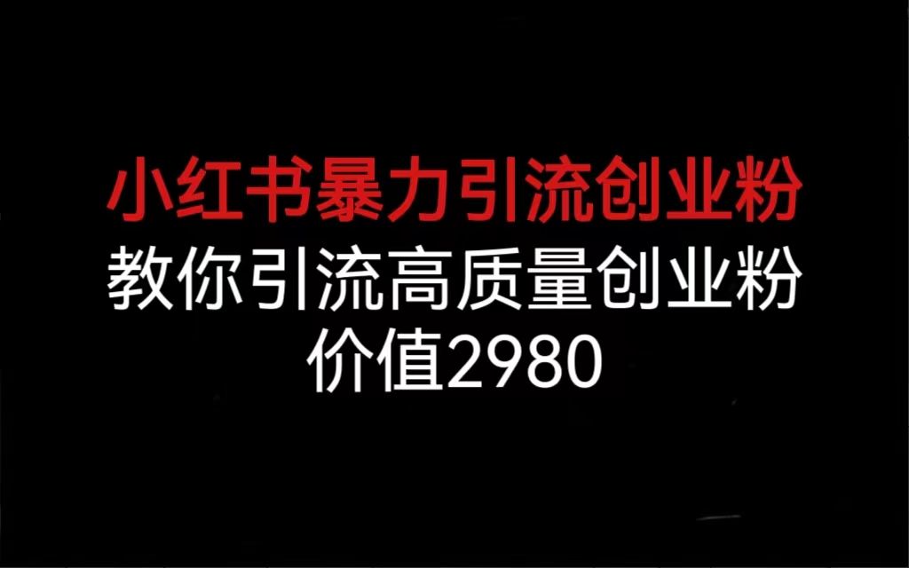 （6779期）小红书暴力引流创业粉，教你引流高质量创业粉，价值2980九峰网创-分享创业资讯-最新网络创业项目-分享最新赚钱项目九峰网创