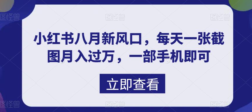 （6851期）八月新风口，小红书虚拟项目一天收入1000+，实战揭秘九峰网创-分享创业资讯-最新网络创业项目-分享最新赚钱项目九峰网创