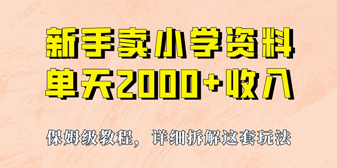 （6909期）我如何通过卖小学资料，实现单天2000+，实操项目，保姆级教程+资料+工具九峰网创-分享创业资讯-最新网络创业项目-分享最新赚钱项目九峰网创