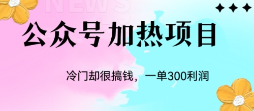 （6916期）冷门公众号加热项目，一单利润300+九峰网创-分享创业资讯-最新网络创业项目-分享最新赚钱项目九峰网创