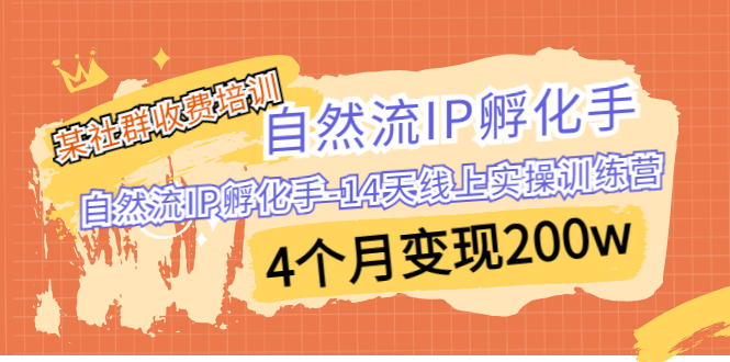 （6924期）某社群收费培训：自然流IP 孵化手-14天线上实操训练营 4个月变现200w九峰网创-分享创业资讯-最新网络创业项目-分享最新赚钱项目九峰网创