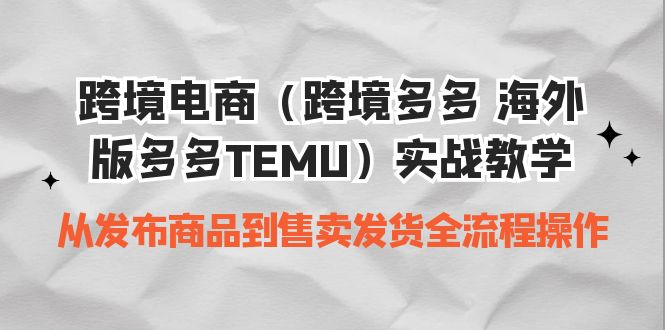 （6989期）跨境电商（跨境多多 海外版多多TEMU）实操教学 从发布商品到售卖发货全流程九峰网创-分享创业资讯-最新网络创业项目-分享最新赚钱项目九峰网创