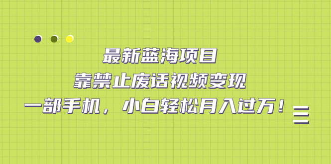 （7276期）最新蓝海项目，靠禁止废话视频变现，一部手机，小白轻松月入过万！九峰网创-分享创业资讯-最新网络创业项目-分享最新赚钱项目九峰网创