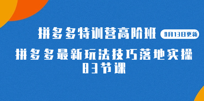 （7295期）2023拼多多·特训营高阶班【9月13日更新】拼多多最新玩法技巧落地实操-83节九峰网创-分享创业资讯-最新网络创业项目-分享最新赚钱项目九峰网创