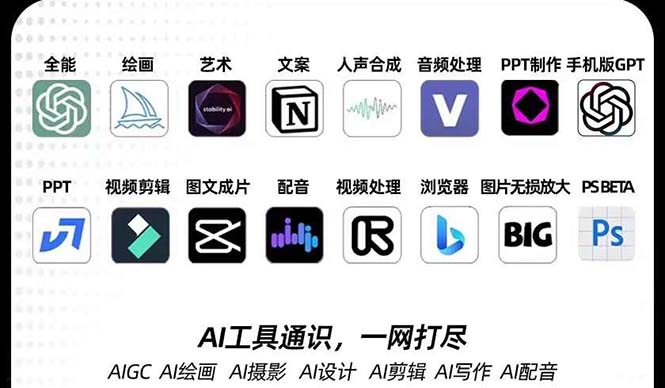 （7679期）AIGC-全能特训营第3期：一次掌握14大主流AI工具，A1工具通识，一网打尽九峰网创-分享创业资讯-最新网络创业项目-分享最新赚钱项目九峰网创