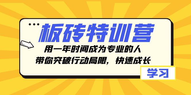 （8048期）板砖特训营，用一年时间成为专业的人，带你突破行动局限，快速成长九峰网创-分享创业资讯-最新网络创业项目-分享最新赚钱项目九峰网创