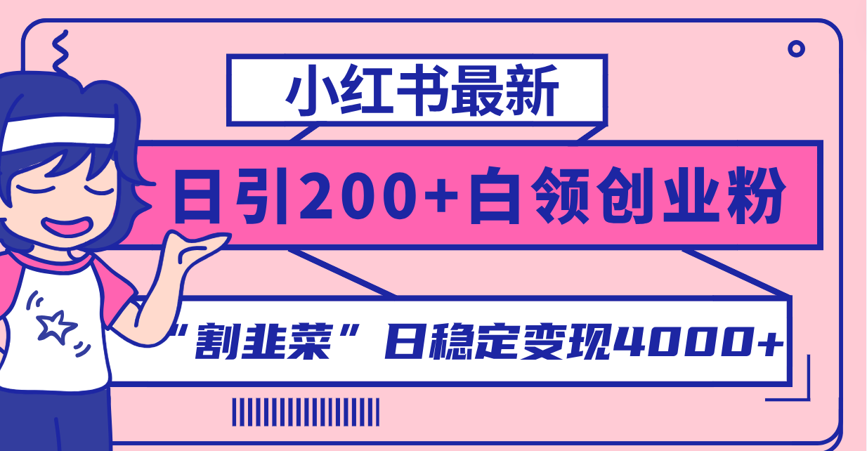 （8052期）小红书最新日引200+创业粉”割韭菜“日稳定变现4000+实操教程！九峰网创-分享创业资讯-最新网络创业项目-分享最新赚钱项目九峰网创