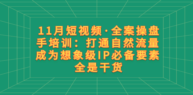 （8182期）11月短视频·全案操盘手培训：打通自然流量 成为想象级IP必备要素 全是干货九峰网创-分享创业资讯-最新网络创业项目-分享最新赚钱项目九峰网创