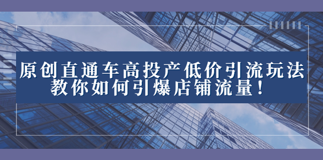 （8197期）2023直通车高投产低价引流玩法，教你如何引爆店铺流量！九峰网创-分享创业资讯-最新网络创业项目-分享最新赚钱项目九峰网创