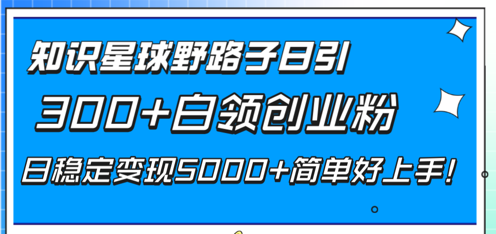 （8315期）知识星球野路子日引300+白领创业粉，日稳定变现5000+简单好上手！九峰网创-分享创业资讯-最新网络创业项目-分享最新赚钱项目九峰网创