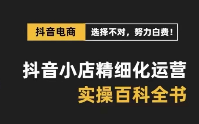 （8380期）抖音小店 精细化运营-百科全书，保姆级运营实战讲解九峰网创-分享创业资讯-最新网络创业项目-分享最新赚钱项目九峰网创