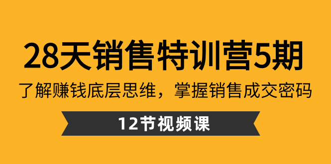 （8659期）28天·销售特训营5期：了解赚钱底层思维，掌握销售成交密码（12节课）九峰网创-分享创业资讯-最新网络创业项目-分享最新赚钱项目九峰网创