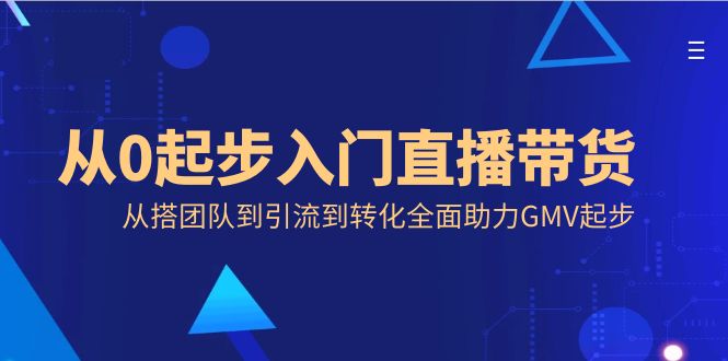 （8745期）从0起步入门直播带货，从搭团队到引流到转化全面助力GMV起步九峰网创-分享创业资讯-最新网络创业项目-分享最新赚钱项目九峰网创