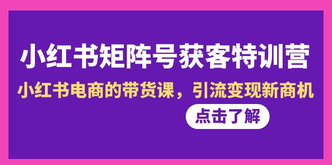 （8909期）小红书-矩阵号获客特训营-第10期，小红书电商的带货课，引流变现新商机九峰网创-分享创业资讯-最新网络创业项目-分享最新赚钱项目九峰网创