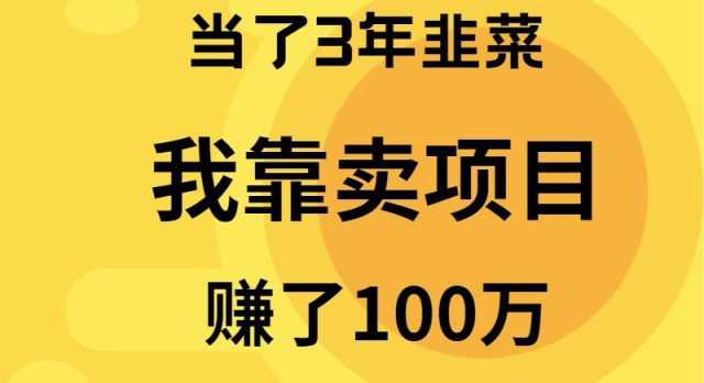 （9100期）当了3年韭菜，我靠卖项目赚了100万九峰网创-分享创业资讯-最新网络创业项目-分享最新赚钱项目九峰网创