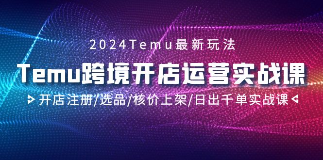 （9208期）2024Temu跨境开店运营实战课，开店注册/选品/核价上架/日出千单实战课九峰网创-分享创业资讯-最新网络创业项目-分享最新赚钱项目九峰网创