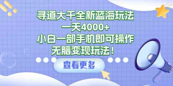 （9479期）寻道大千全新蓝海玩法，一天4000+，小白一部手机即可操作，无脑变现玩法！九峰网创-分享创业资讯-最新网络创业项目-分享最新赚钱项目九峰网创