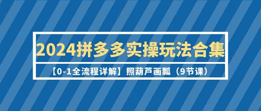 （9559期）2024拼多多实操玩法合集【0-1全流程详解】照葫芦画瓢（9节课）九峰网创-分享创业资讯-最新网络创业项目-分享最新赚钱项目九峰网创
