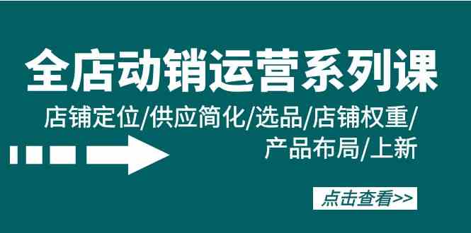 （9845期）全店·动销运营系列课：店铺定位/供应简化/选品/店铺权重/产品布局/上新九峰网创-分享创业资讯-最新网络创业项目-分享最新赚钱项目九峰网创