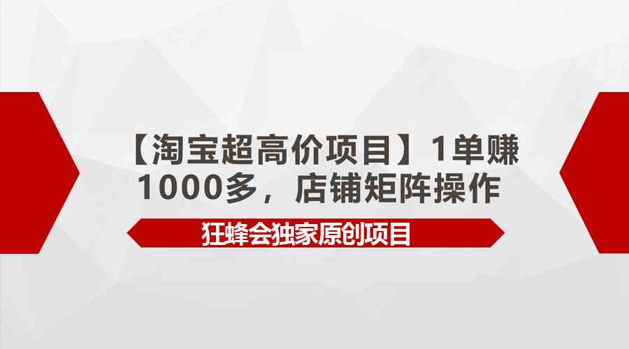 （9849期）【淘宝超高价项目】1单赚1000多，店铺矩阵操作九峰网创-分享创业资讯-最新网络创业项目-分享最新赚钱项目九峰网创
