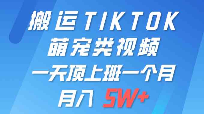 （9931期）一键搬运TIKTOK萌宠类视频 一部手机即可操作 所有平台均可发布 轻松月入5W+九峰网创-分享创业资讯-最新网络创业项目-分享最新赚钱项目九峰网创