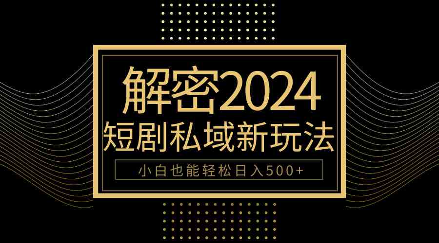（9951期）10分钟教会你2024玩转短剧私域变现，小白也能轻松日入500+九峰网创-分享创业资讯-最新网络创业项目-分享最新赚钱项目九峰网创